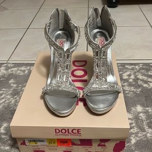 Dolce size 7 silver heels. Original box